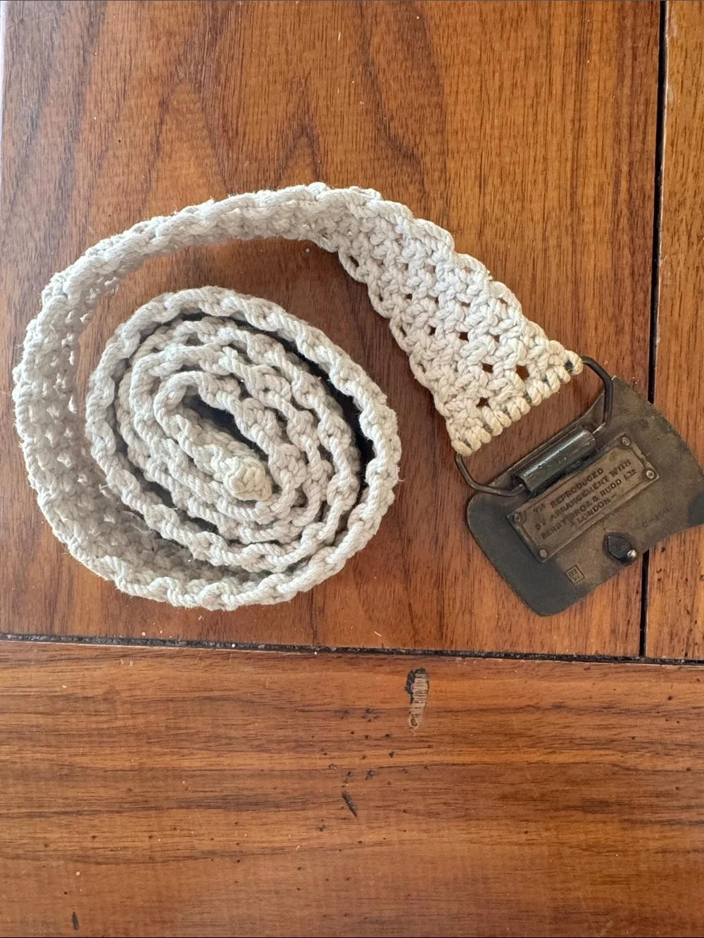 Rare Vintage Cutty Sark Scottish Whiskey Brass Buckle on Cotton/Jute Belt